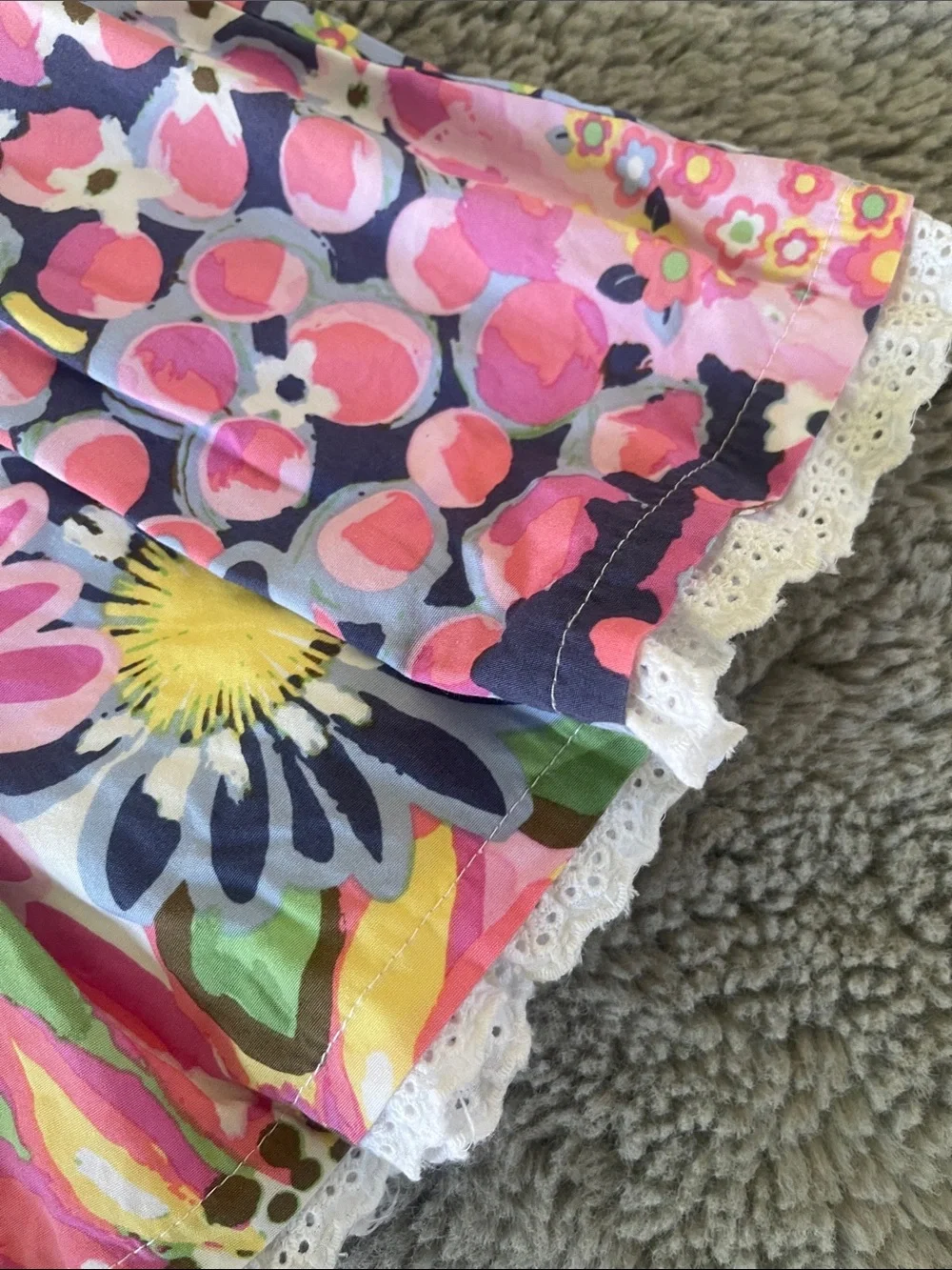 Vintage TCP Girls Bright Floral Print Skirt with Lace Trim Sz 6 Girls